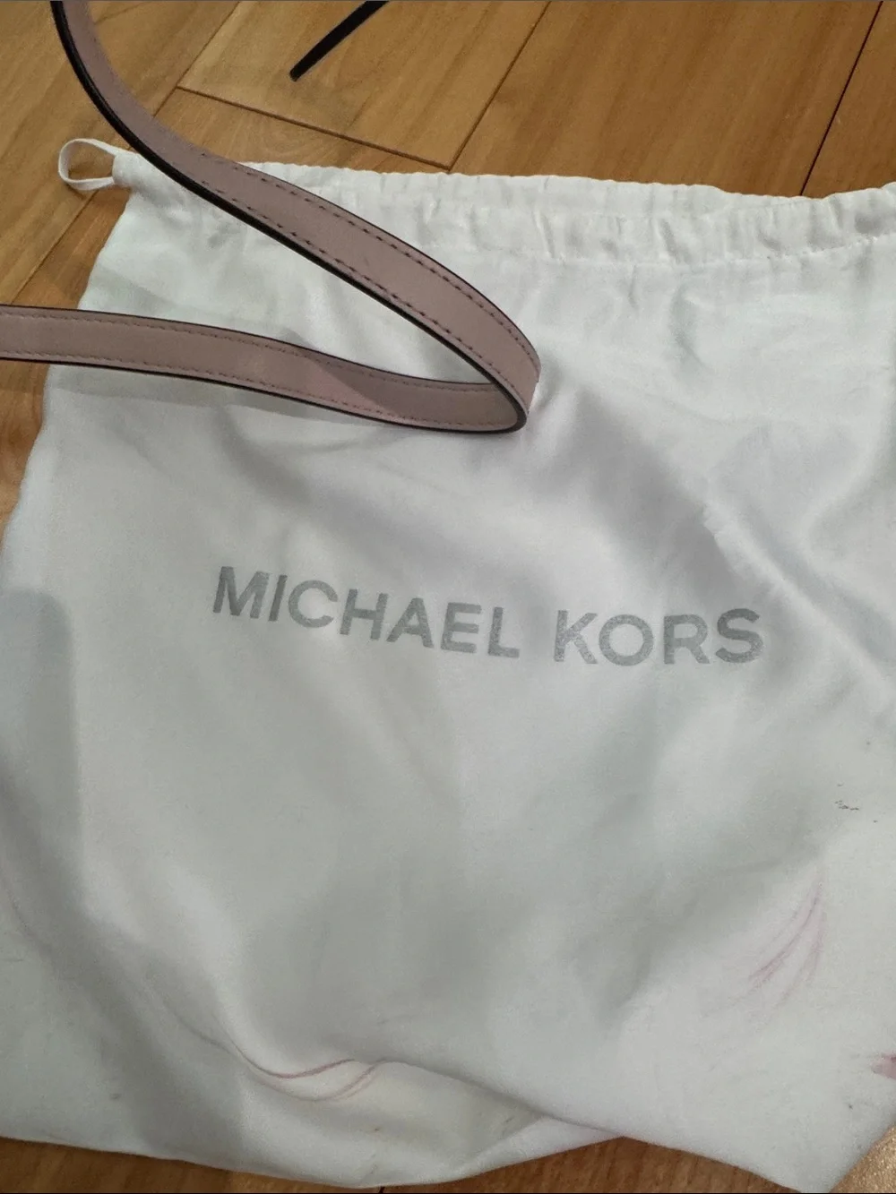 Michael Kors Cream Leather Top-Handle Satchel with Rose Gold Floral Studs
